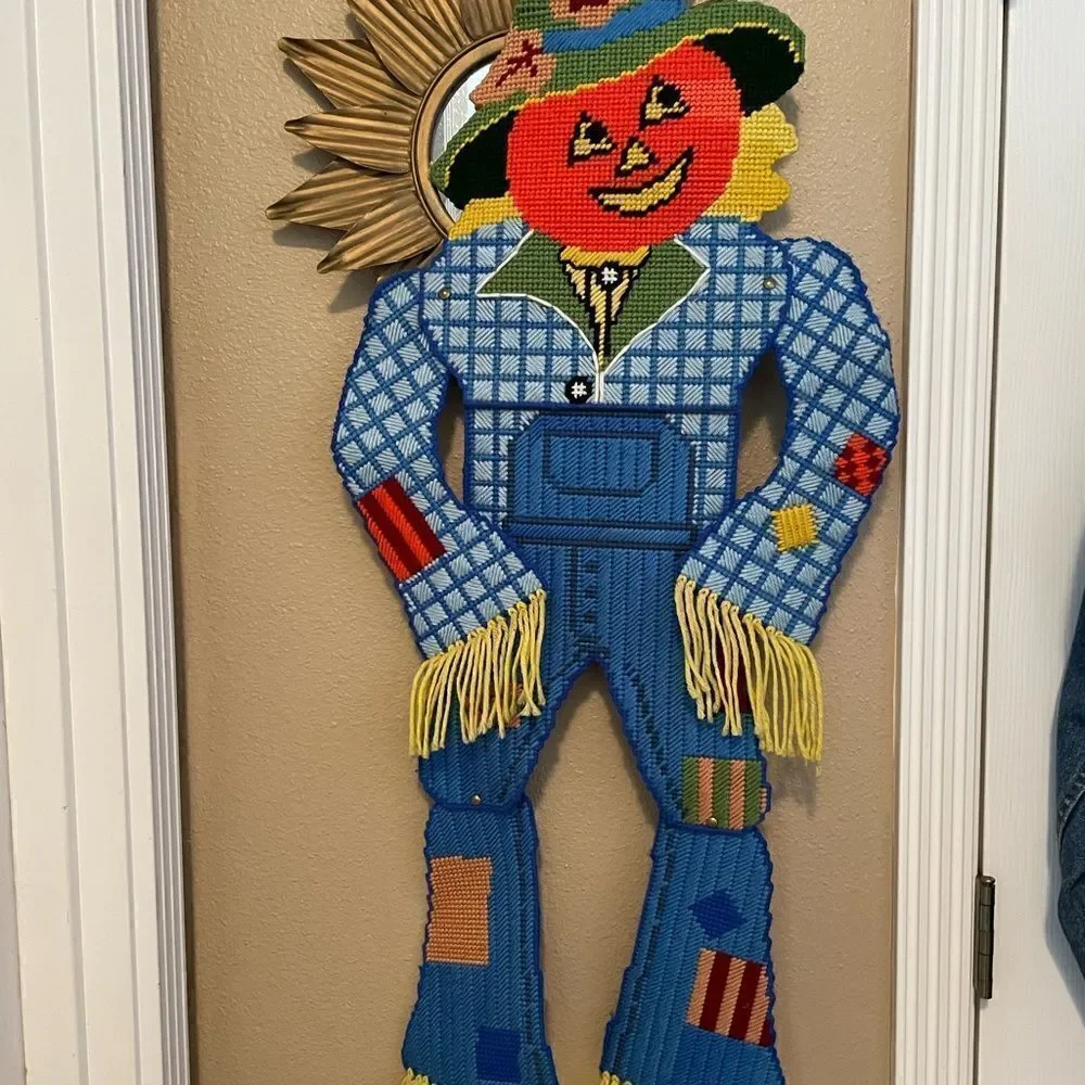 Vintage Fall Harvest Scarecrow Jointed Yarn Hobbyist Piece 3 Feet Long AMAZING!!